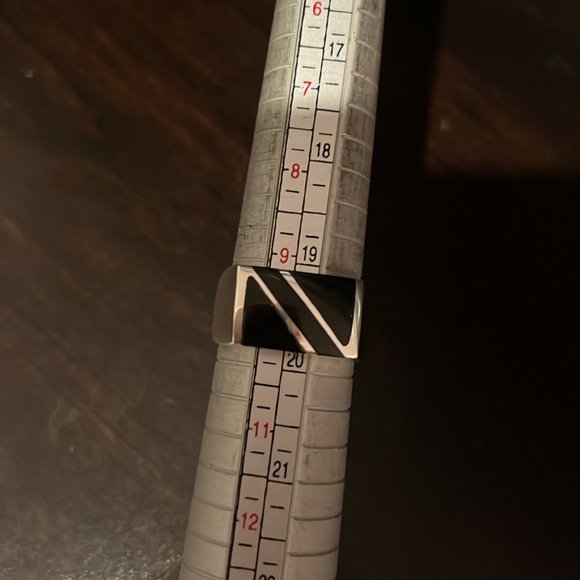 Sterling Silver Men Black Onyx Ring Deco Signet Ring - Picture 12 of 15